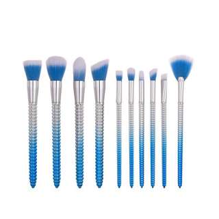 10 piece blue brush set