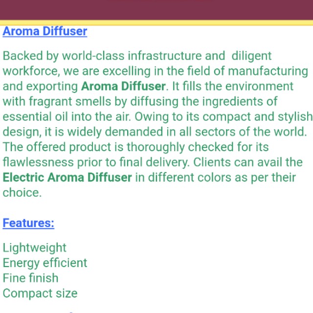 Aroma Diffuser (Category: Home Fragrance) located in Singapore. Submitted by kumari05 (Listing ID 160401678, Image 3). Description: NOVITA AROMA DIFFUSER DIMENSIONS (WxHxD)125mm x 136mm x 125mm SLEEK WHITE Only used 2times. Still new condition! Negotiable :).