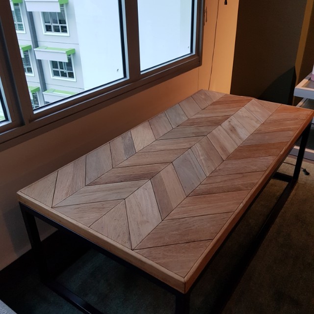 Crate Barrel Dixon Coffee Table Furniture Tables Chairs On Carousell This is a sleek looking box framed herringbone coffee table.