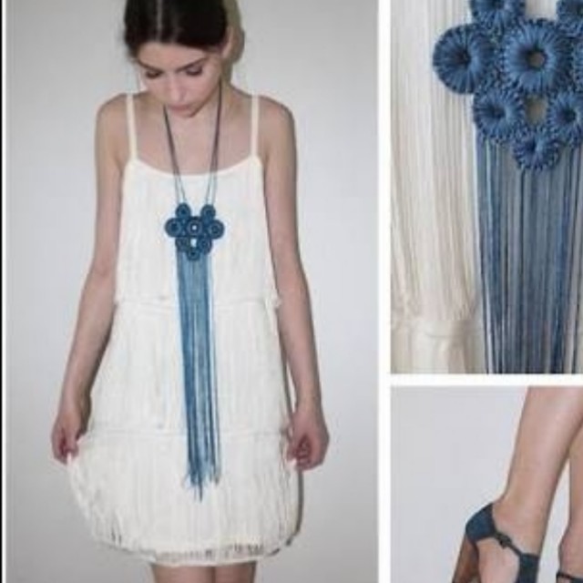 white fringe dress h&m