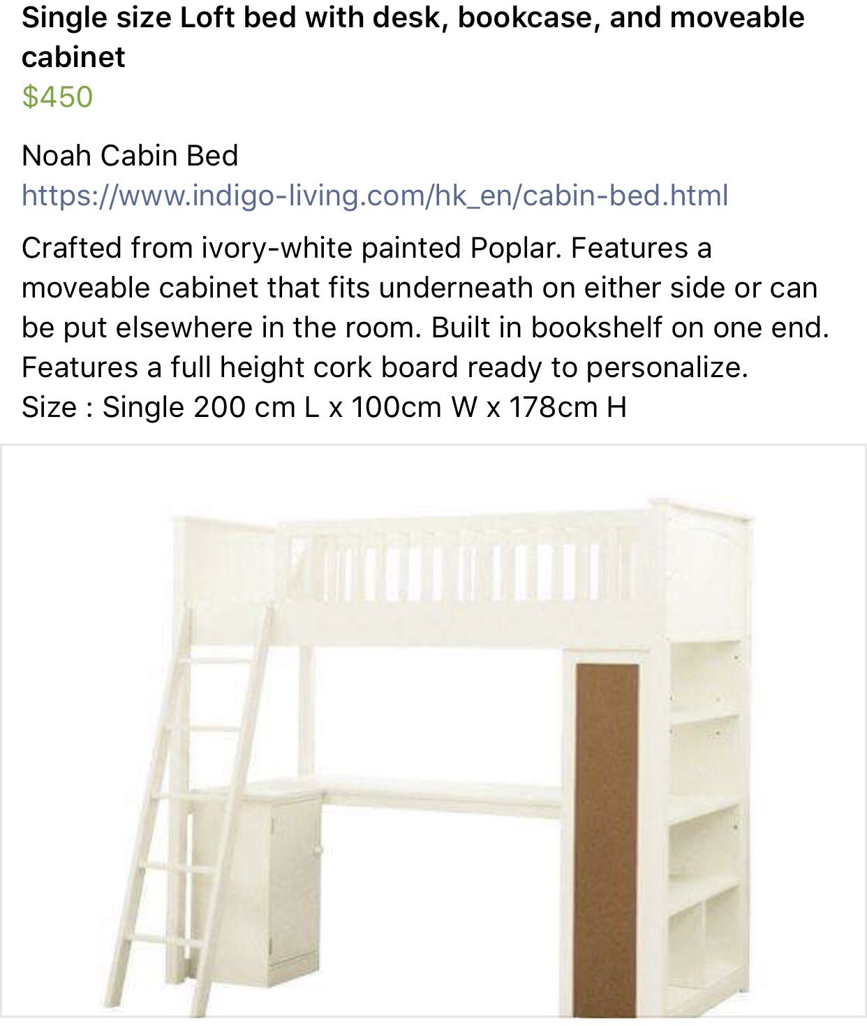 Loft Bed With Desk Bookcase Cabinet Furniture Beds