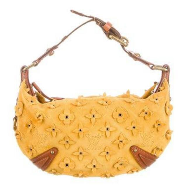 Louis Vuitton Limited Edition Yellow Suede Onatah Fleurs PM Hobo