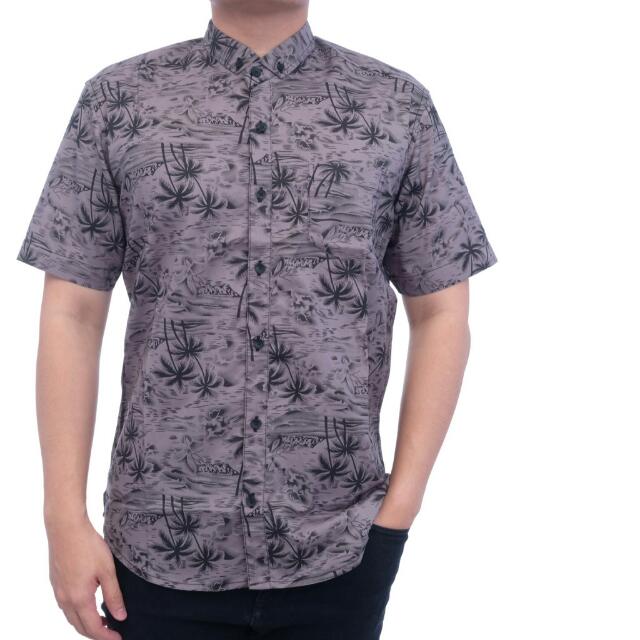 Supplier Kemeja Casual Pria Cowok Lengan Pendek Motif Abu Corak