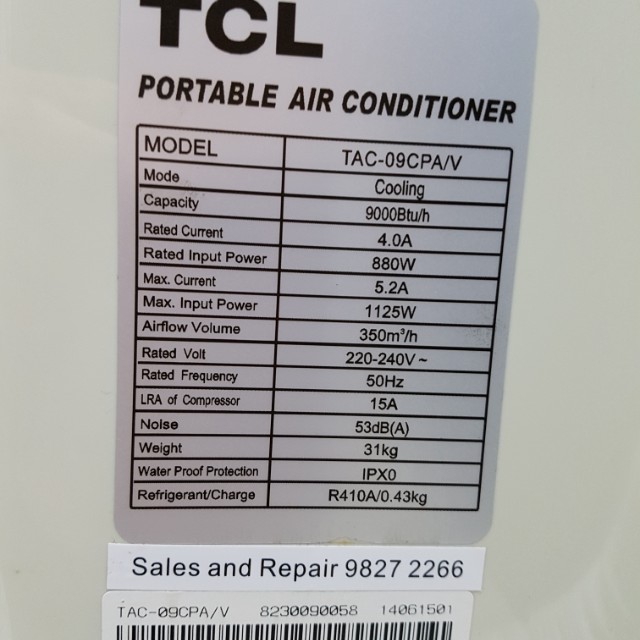 TCL Portable Air Conditioner, TV & Home Appliances, Air Conditioners