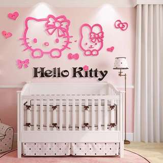 Hello Kitty 壓克力3D壁貼 兔兔立體壁貼 臥室壁貼 牆貼