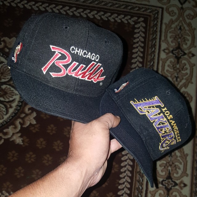 All Vintage Snapback Blackdom Script Taq Ss Wool Lakers Bulls Men S Fashion Accessories On Carousell