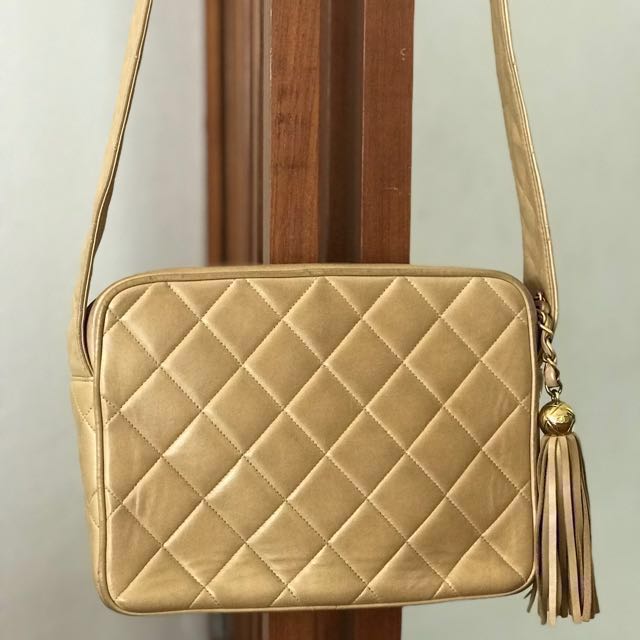 Chanel beige ostrich leather bag - 1990s secondhand Lysis