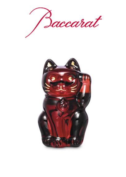 Baccarat Red Crystal Maneki Neko Lucky Cat まねき猫 Furniture