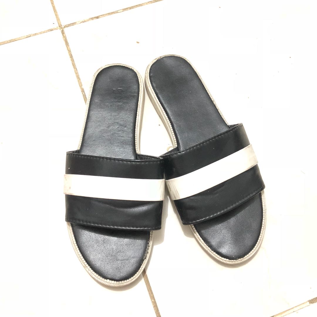 Black White Sandal Sandal Monochrome Sandal Hitam Putih Sandal