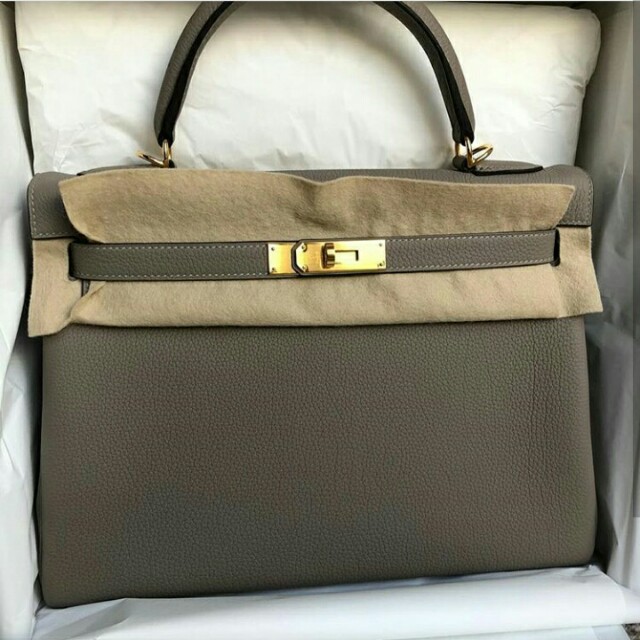 Hermes Birkin 25 Sellier Vert de gris, Luxury, Bags & Wallets on Carousell