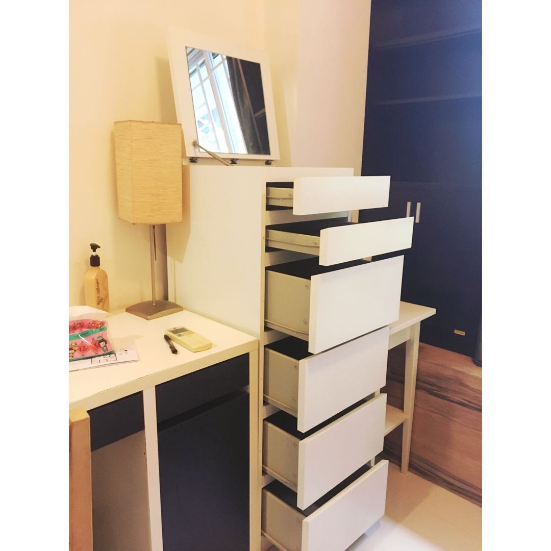 Ikea Malm 6 Chest Drawers With Hidden Mirror Furniture Shelves