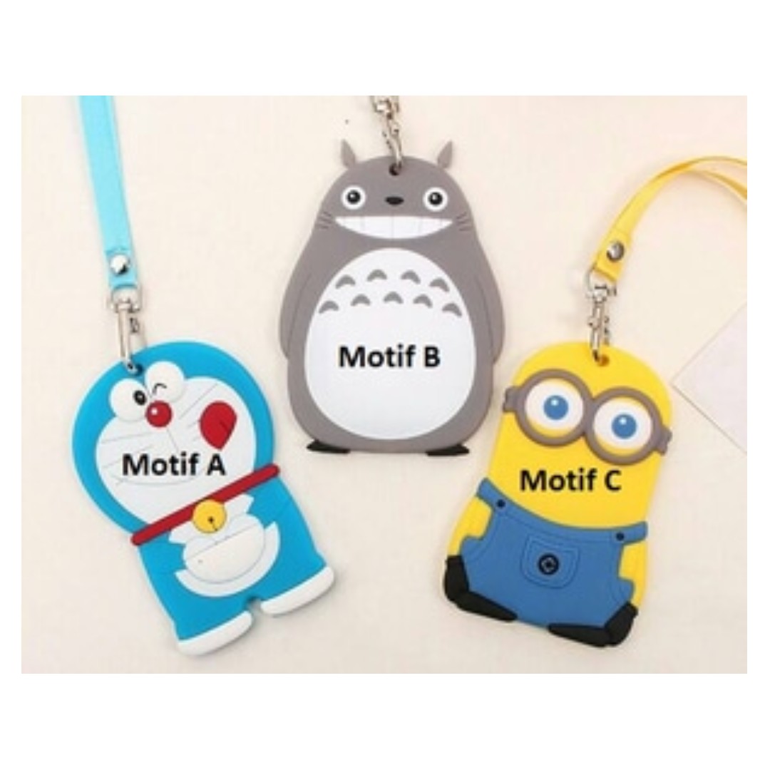 Name Tag Lucu Silikon Motif Kartun Doraemon Minions Totoro KHM099