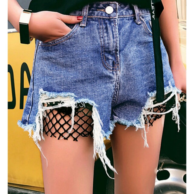 Fishnet jean shorts clearance