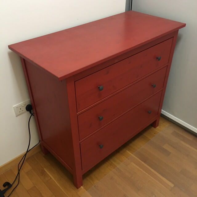 Used Ikea Hemnes Red Chest Of Drawers Furniture Shelves