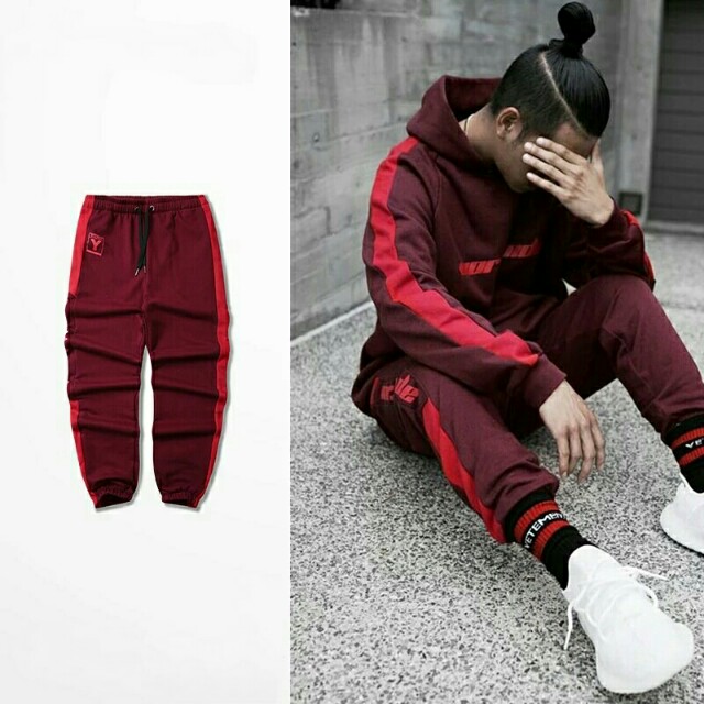 Wine red calabasas inspired track pants 