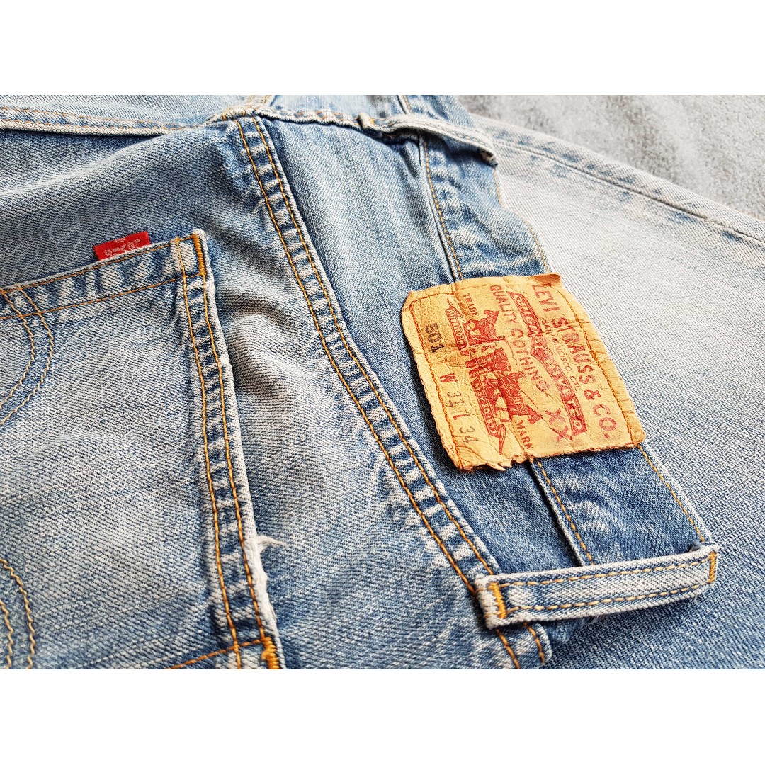 31腰Levi's 501 Vintage 古著復古色落淺色水洗經典直筒牛仔褲二手長褲