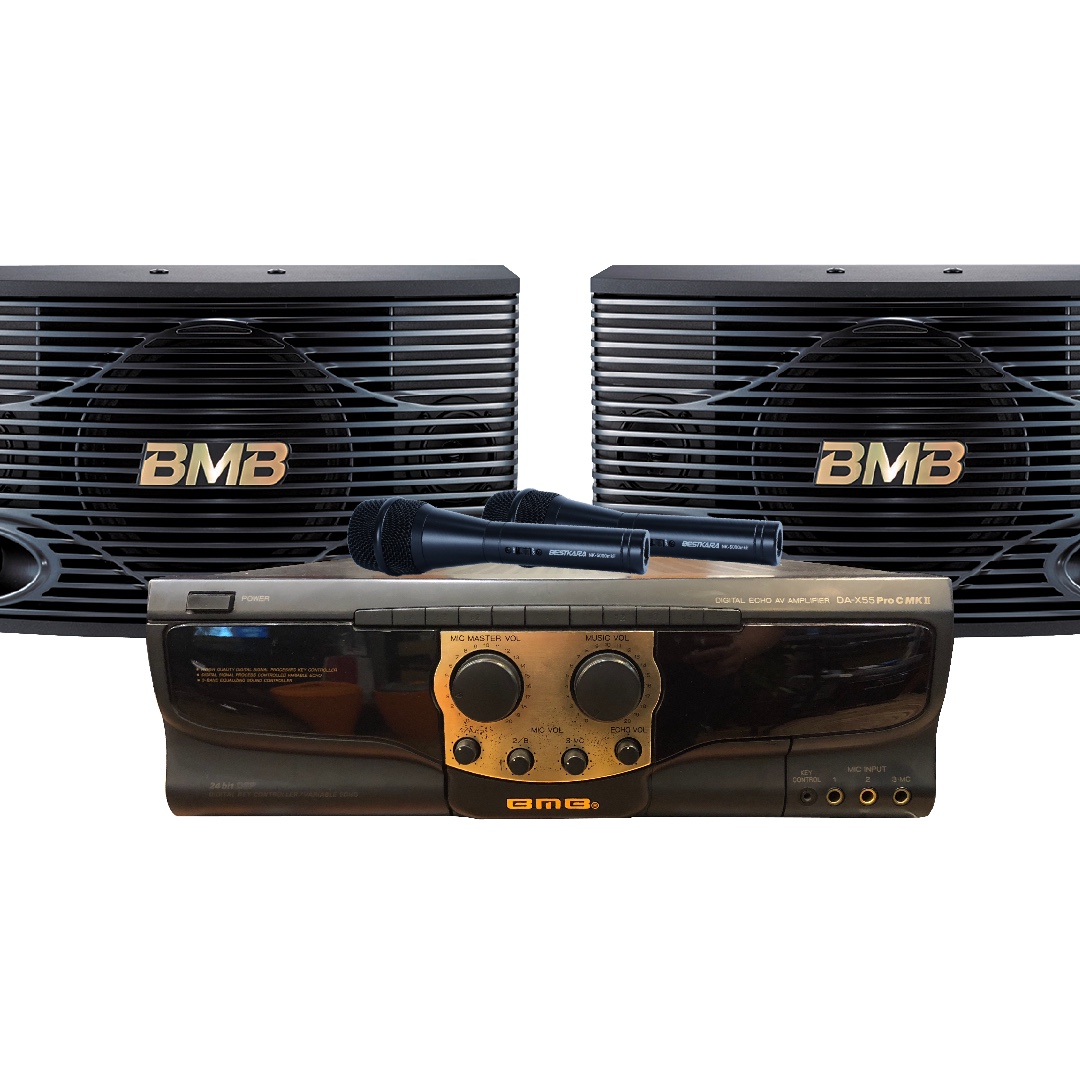 Authentic BMB DA-X55 Pro C MK II Amplifier (Showroom Set) + CSN-500 Speaker  (NEW)+ BESTKARA NK-5000 Dynamic Cabled Mic x 2 Pcs (NEW) Package