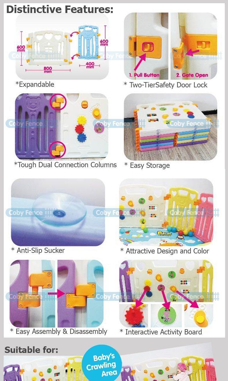 Ikea Big Size 14 Panel Coby Fence Baby Play Yard 12+2 3RB Parklon Bear