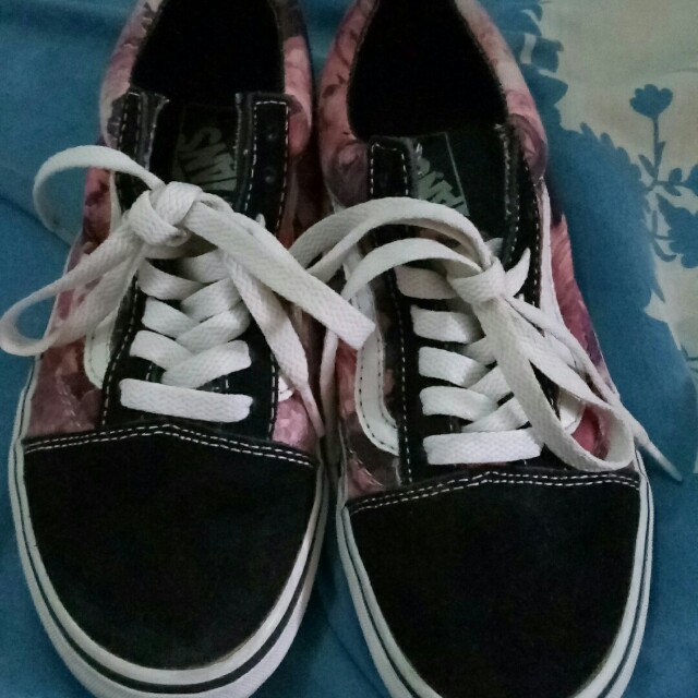 Sepatu Vans Old Skool Motif Bunga Fesyen Wanita Sepatu Di Carousell