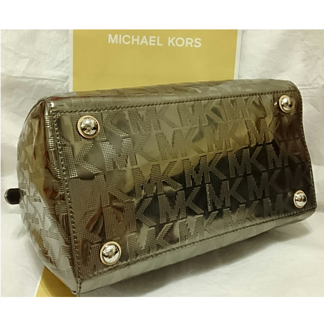 Michael Micahel Kors Metallic Gold Mirror Leather Large Grayson Satchel