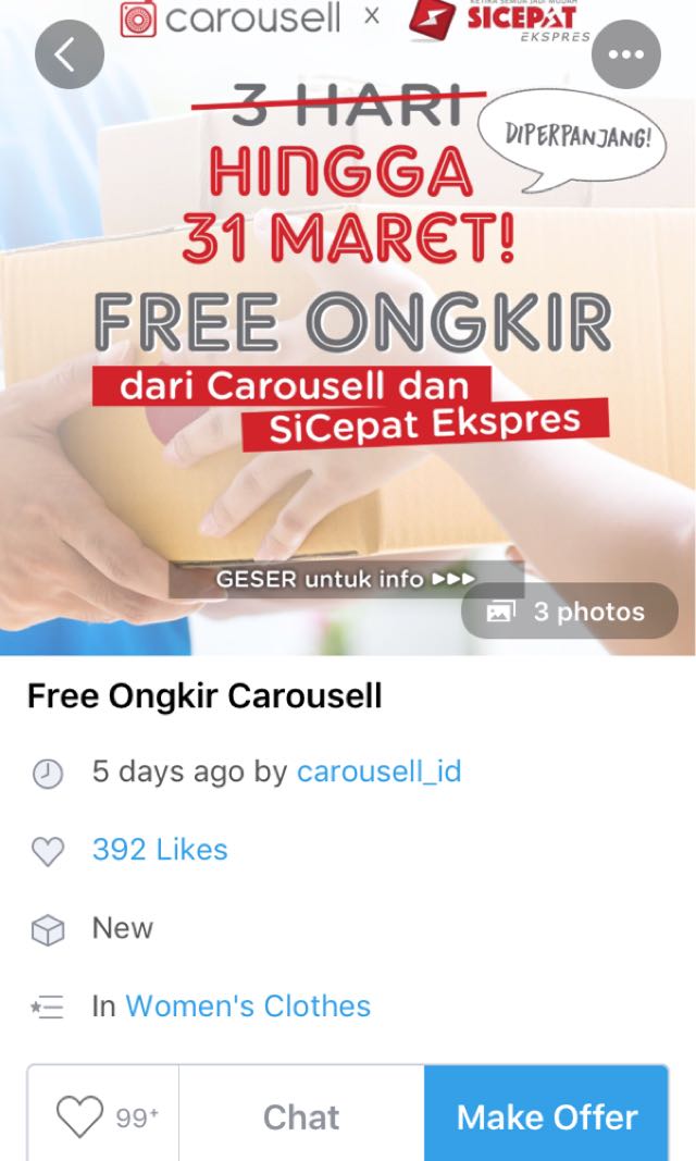 Alfarach barang untuk dijual di Carousell