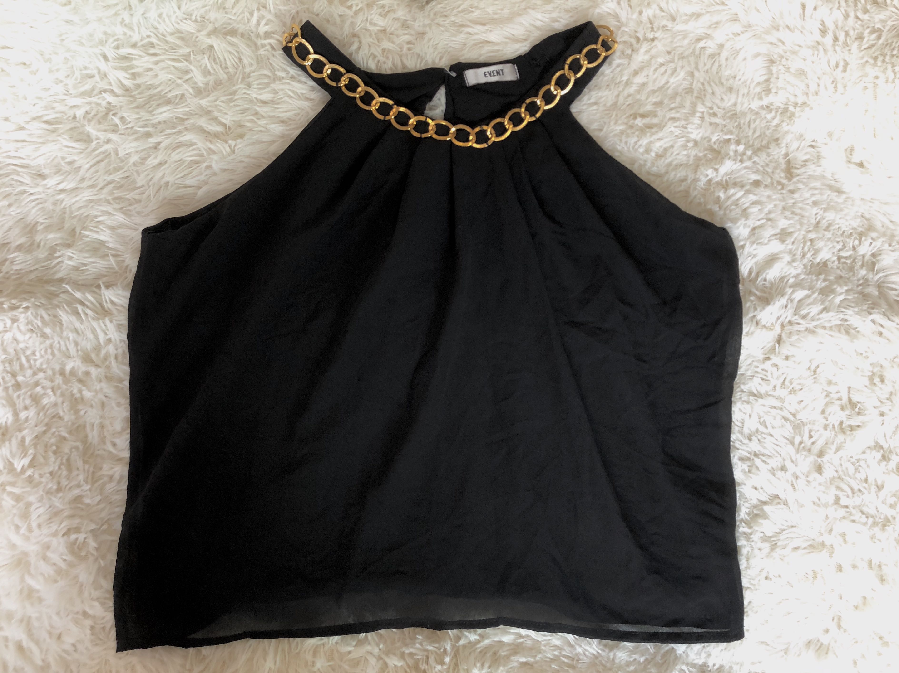 black long sleeve halter top