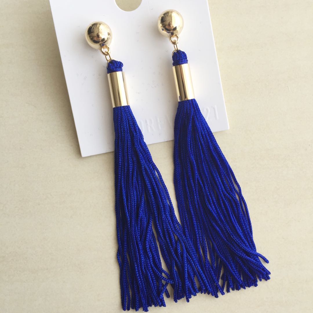 Electric blue tassel earrings online