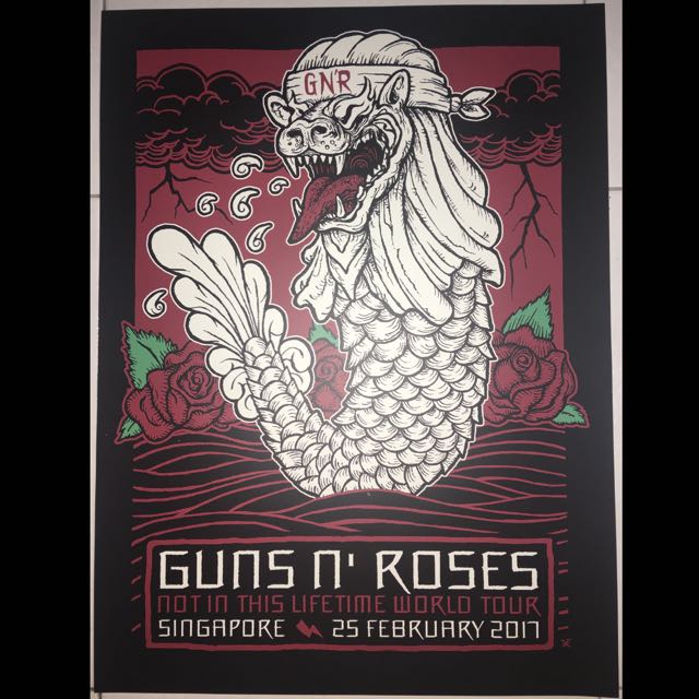 Guns N' Roses Singapore Lithograph Poster LIMITED & RARE, Music & Media