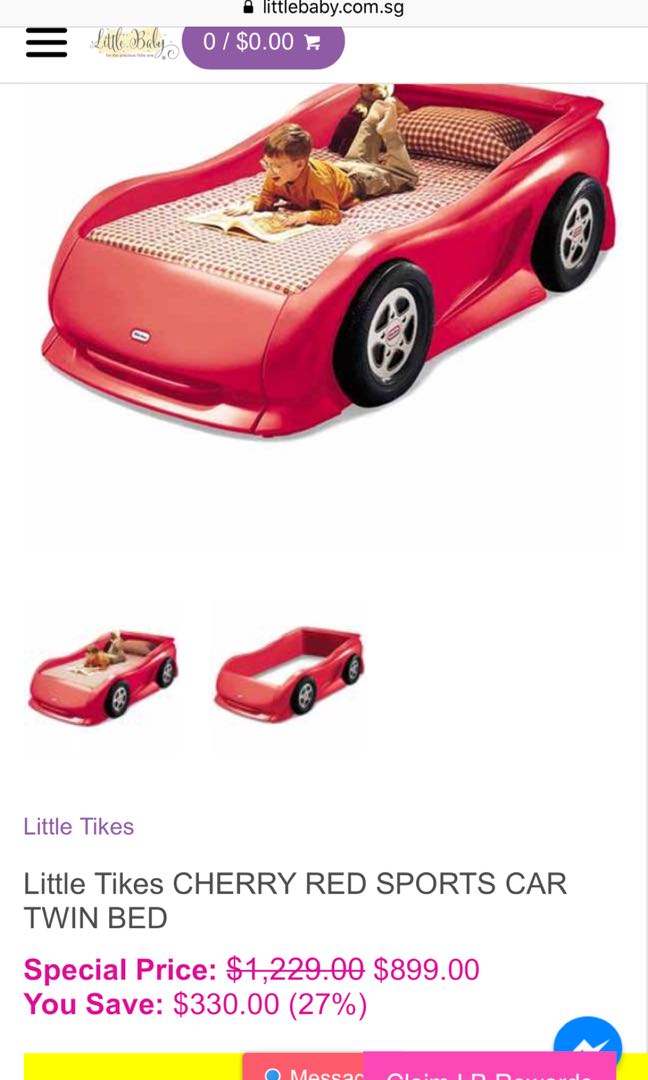 Little Tikes Kids Car Bed Frame In Blue, Little Tikes Cherry Red Sports Car Twin Bed