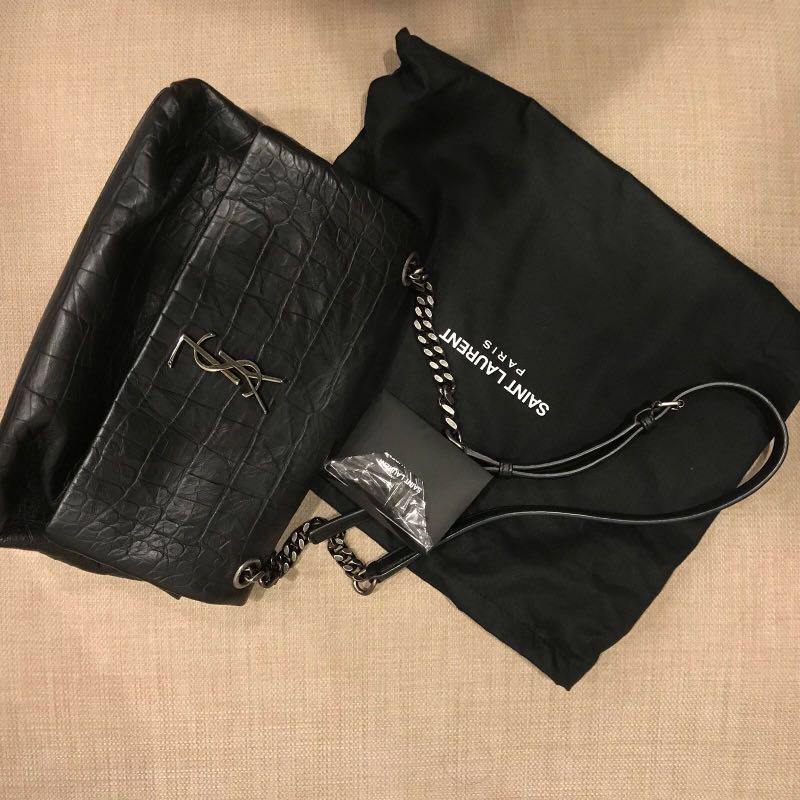 Medium west hollywood bag in black crocodile embossed leather discount