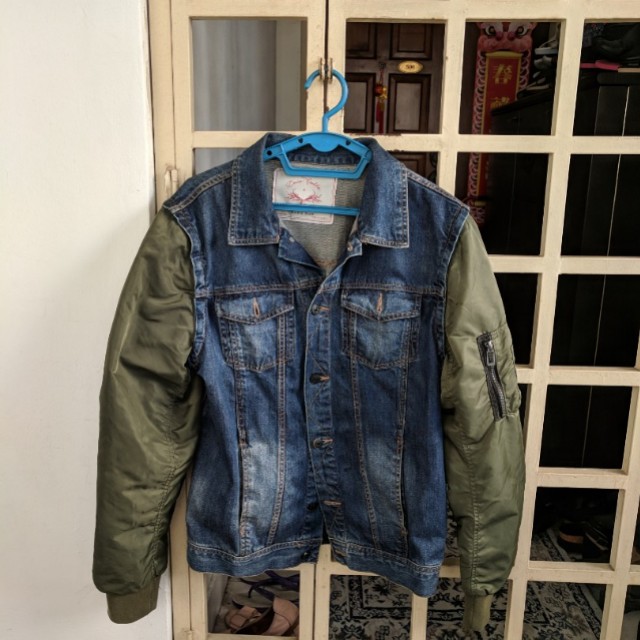 Zara Denim-bomber jacket, Men's Fashion 