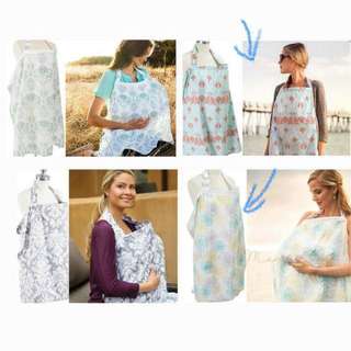 Breathable gauze nursing cover with boning and pouch for breastfeeding in public