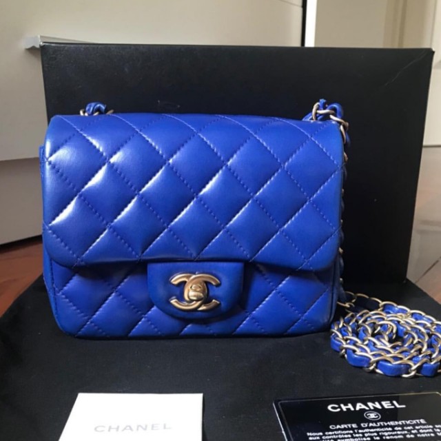 Chanel mini square electric blue 