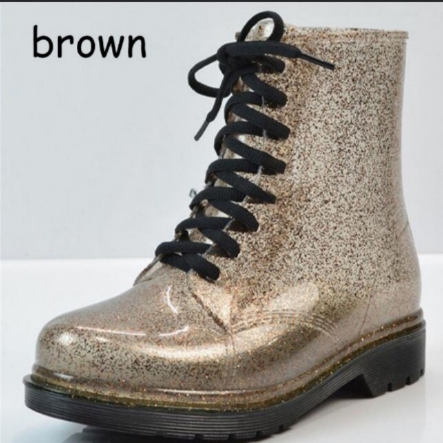 brown glitter boots