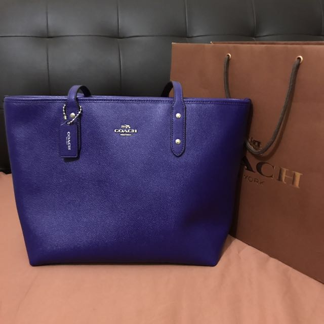 Coach city online zip tote purple
