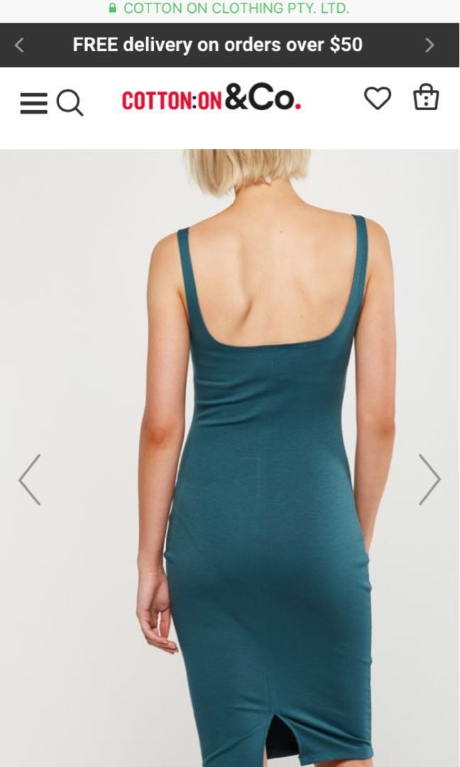 Cotton On Kimi Scooped Bodycon Midi Dress in Green Women s Fashion Tops Sleeveless on Carousell