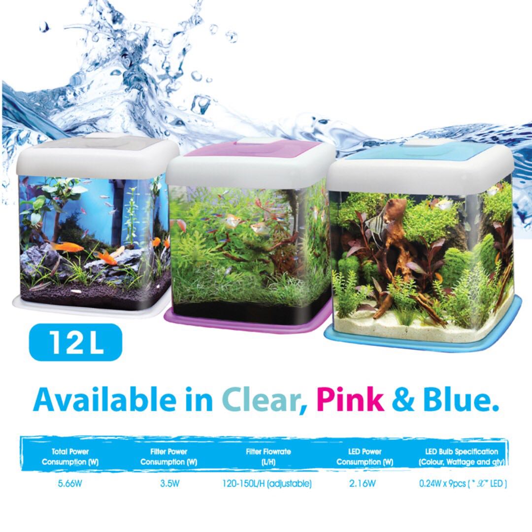 12L Aquarium Komplettset Mit Filter & Licht - Nano Fischtank Acryl Tischdekoration
