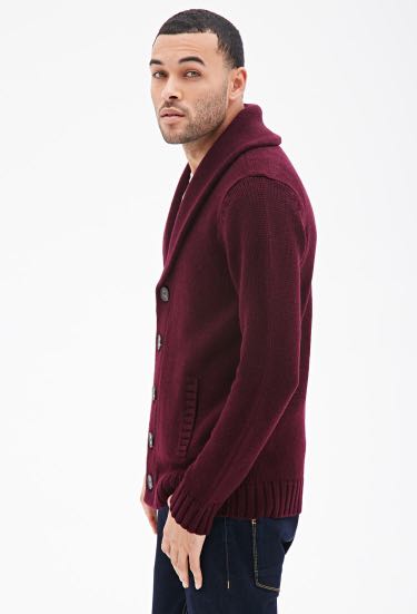 burgundy shawl cardigan