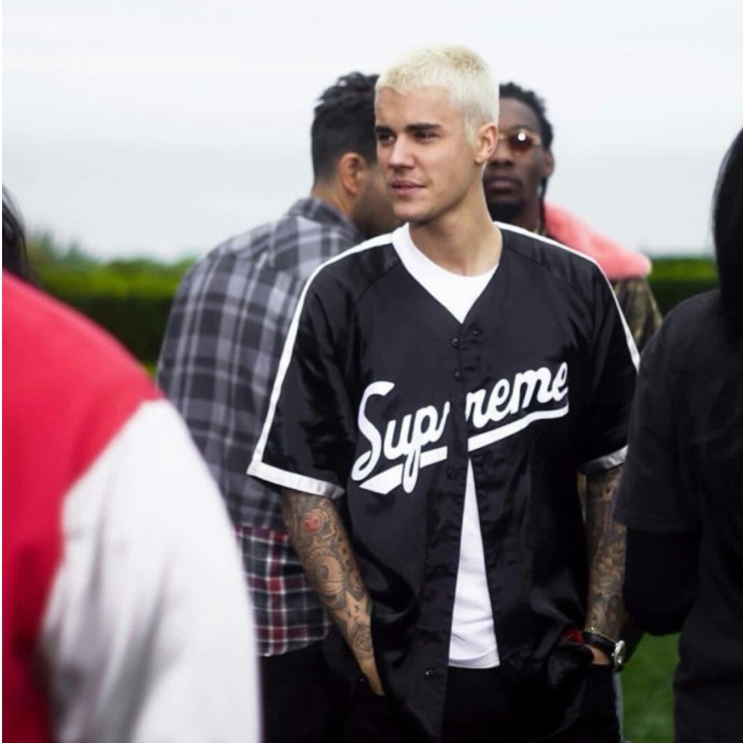 Justin Bieber Supreme baseball Jersy - READY STOCK ( L & M ), Men's  Fashion, Tops & Sets, Tshirts & Polo Shirts on Carousell