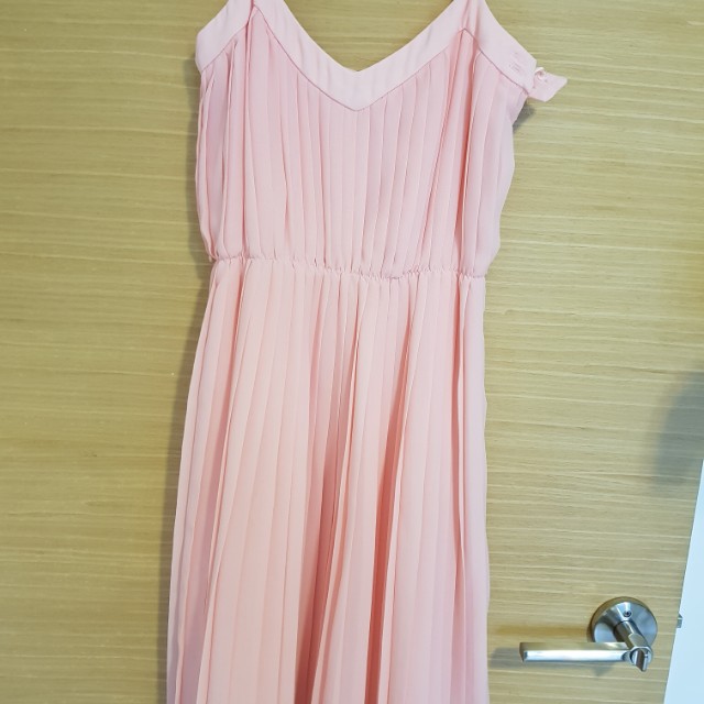 mango pink pleated dress