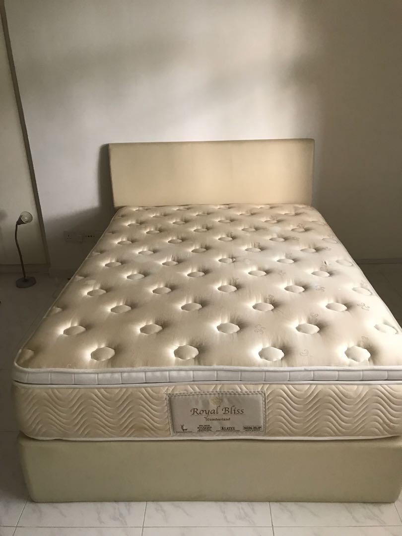royal bliss slumberland double bed and mattress furniture home living furniture bed frames mattresses on carousell