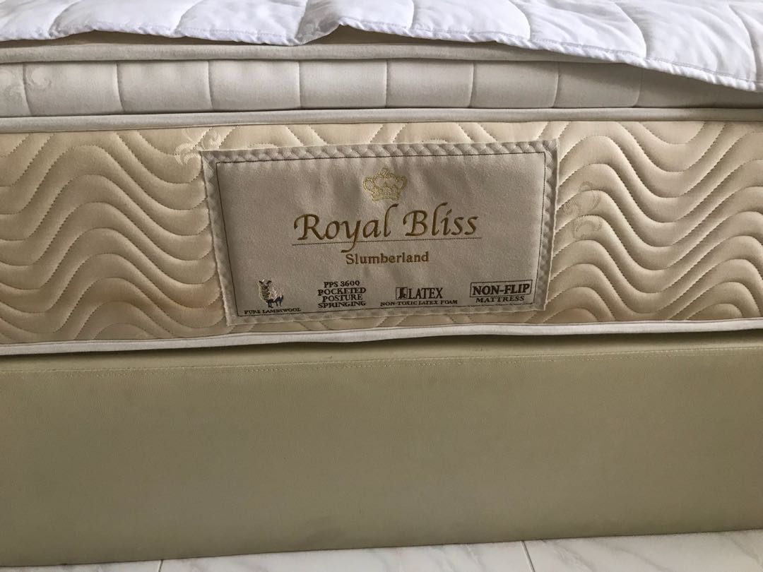 royal bliss slumberland double bed and mattress furniture home living furniture bed frames mattresses on carousell
