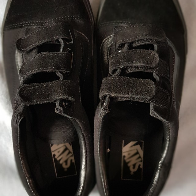 Vans All Black Strap Shoe Everything Else on Carousell