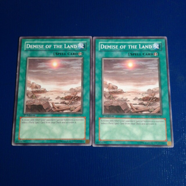 Yugioh Tcg English Demise Of The Land X 2 1st Edition Set Toys Games Board Games Cards On Carousell Activate only when your opponent special summons a monster. carousell