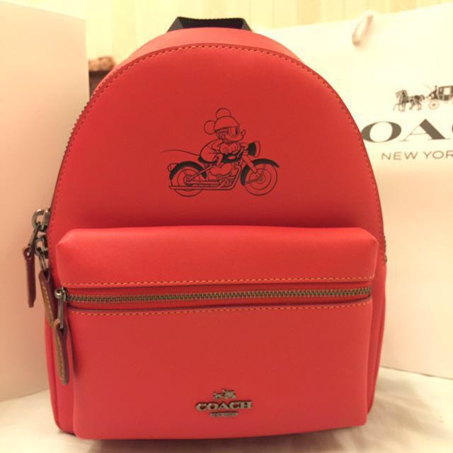 coach red mini backpack