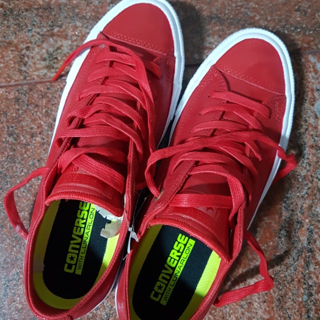 Red leather converse shoes store