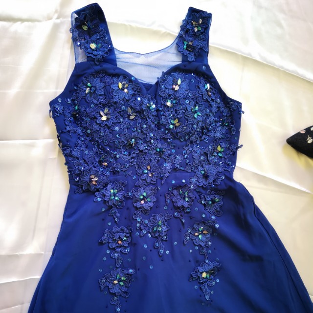 Royal blue colour one piece dress clearance
