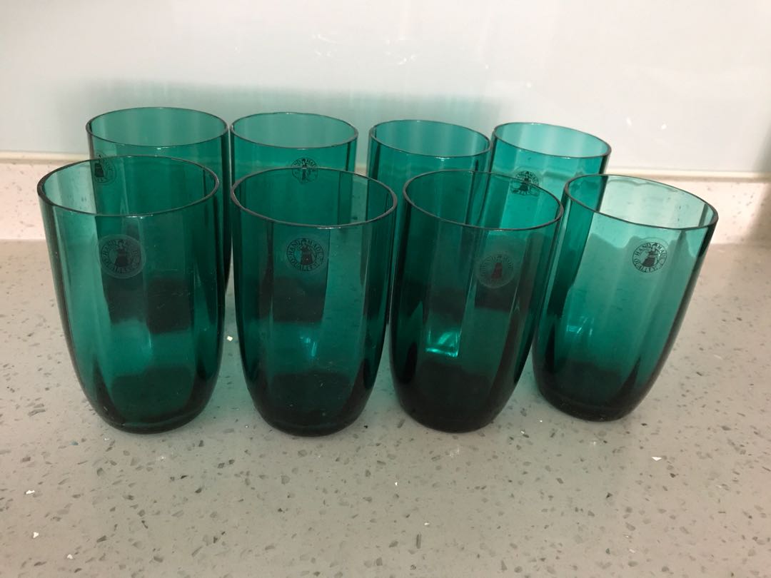 green glass drinking glasses