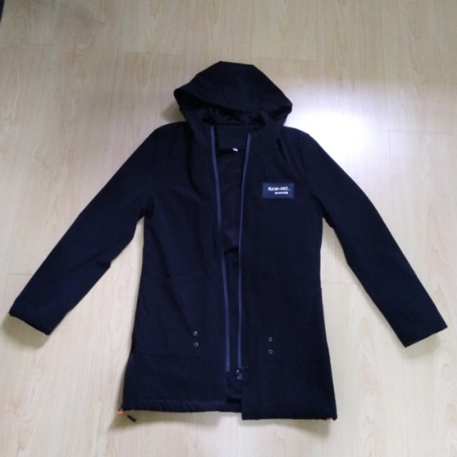 black hooded coat