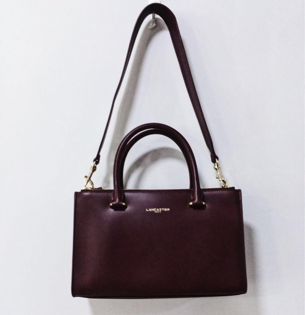 Like New Lancaster Paris Burgundy Camelia Small Handle Bag